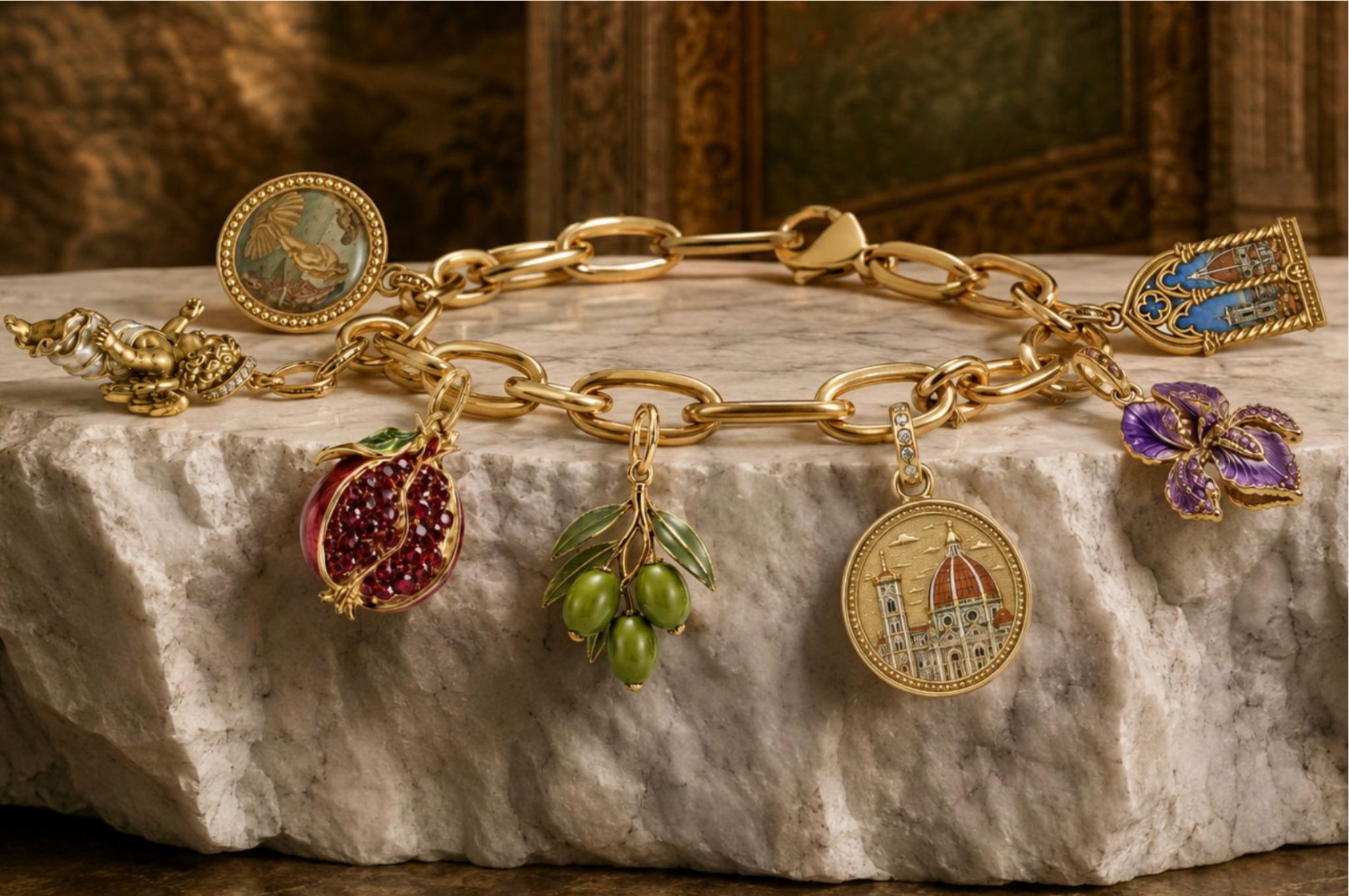 Florence-inspired finished charm bracelet