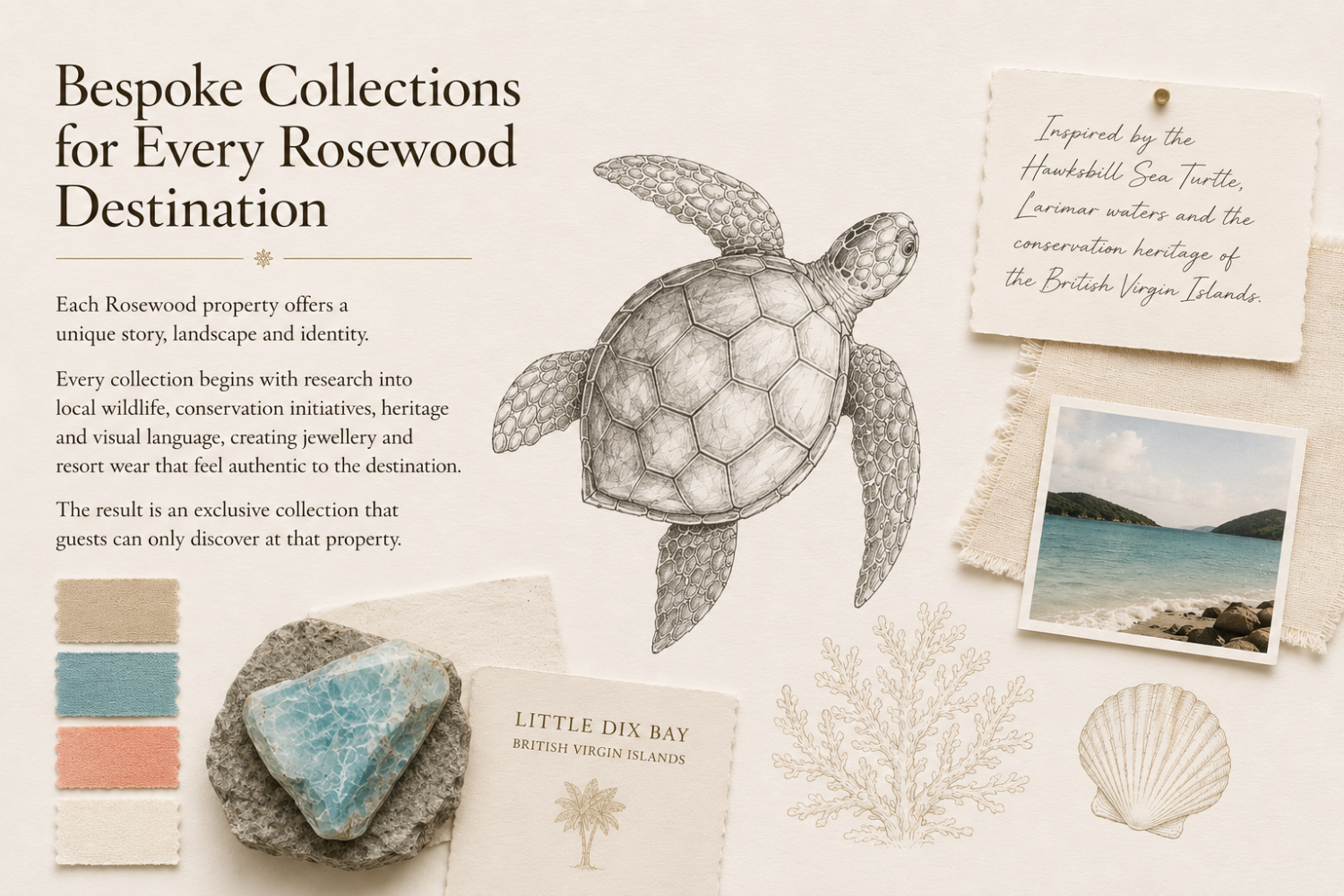 Rosewood Little Dix Bay bespoke collection concept board